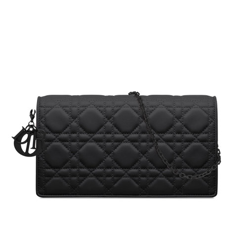 DIOR/迪奥 LADY DIOR系列 黑色哑光小牛皮黑链斜挎单肩三合一包 S0204SLOI_M989