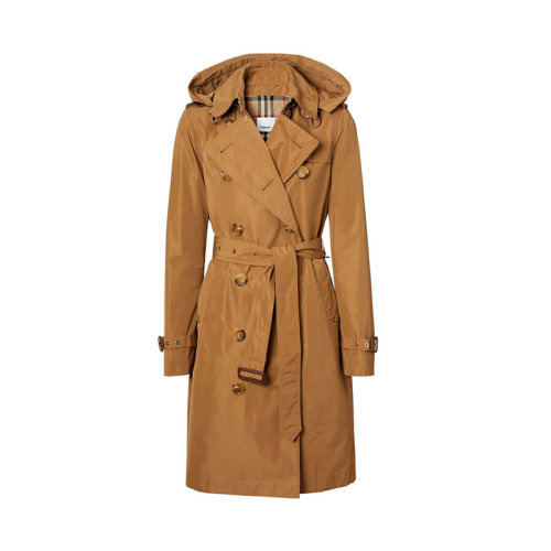 BURBERRY/博柏利 女士卡其色棉质中长款大衣风衣 8033521