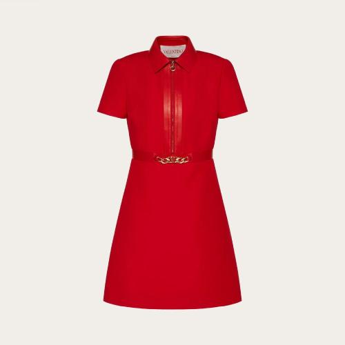  VALENTINO华伦天奴 22年秋冬 女士 连衣裙 ROBE VLOGO CHAIN EN CREPE COUTURE 1B3VAZR51CF157