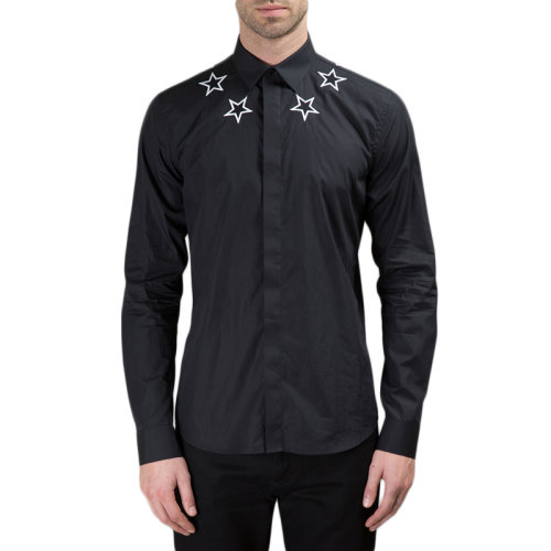Givenchy 纪梵希 男装 服装 黑色棉质五角星印花修身 男士长袖衬衫