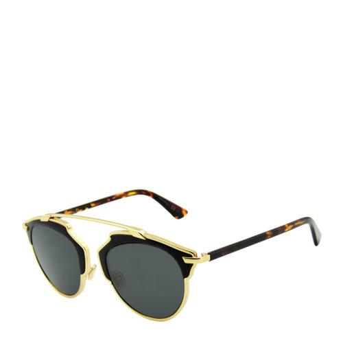 DIOR/迪奥 个性 摩登 合金 皮革 华丽 女士 太阳镜 金色镜框 灰色镜片 墨镜 眼镜 DIORSOREAL/L 48mm DIOR 迪奥