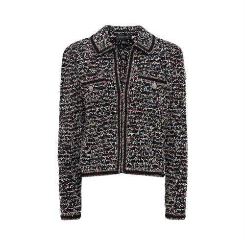 St. John/盛蔷 黑色羊毛针织小香风短款女士夹克K6100P3