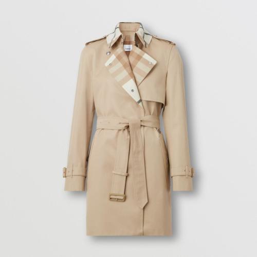  BURBERRY 22年秋冬 女士 格纹裁片棉质嘎巴甸 Trench 风衣 80569471