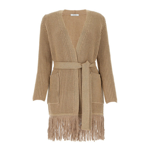 MaxMara/麦丝玛拉 女士卡其色羊毛V领开衫外套羊毛衫针织衫 13461003-600-001