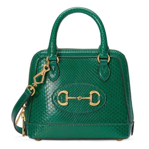  GUCCI古驰 22年秋冬 女士 Gucci 马衔扣1955系列蟒蛇皮迷你手提包 640716 LJM0G 3120