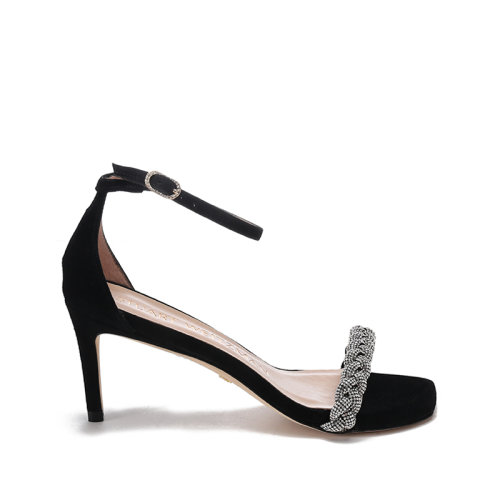 Stuart Weitzman/斯图尔特韦茨曼【22春夏新款】女士绒面革/织物一字带高跟凉鞋 NUDISTCURVE 75HIGHSH