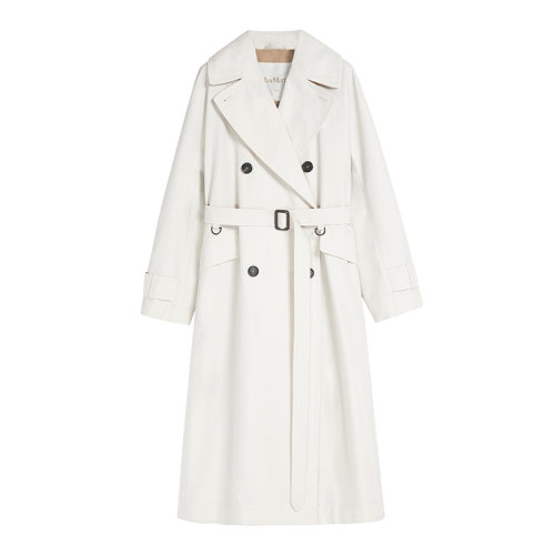 MaxMara/麦丝玛拉 22年早春新款 DTRENCH系列 女士奶白色纯棉防水长款风衣9021112706030
