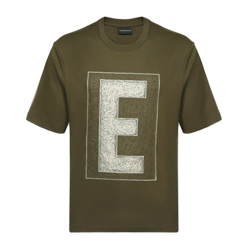Emporio Armani/安普里奥阿玛尼 橄榄绿 男士字母品牌标识棉质短袖T恤 6G1TG0-1JPRZ-0557