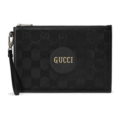 GUCCI/古驰  黑色再生材质双G花纹尼龙手拿包625598H9HAN1000