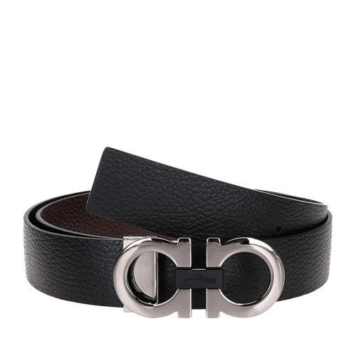Salvatore Ferragamo/菲拉格慕 男士双色两面可用商务休闲牛皮腰带皮带可裁剪 黑色/咖色 67-8783-476361