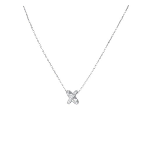Chaumet/尚美  Jeux de Liens系列 女士18k金白金交叉链节点缀宝石吊坠082215