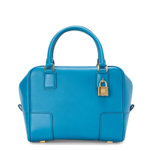 LOEWE/罗意威 21新款Amazona 19系列 女士湖水蓝色纳帕小牛皮方形斜挎手提单肩包0010623726