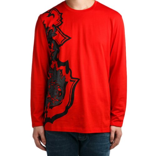 VERSACE/范思哲 男装 服饰 圆领棉质红色 男士长袖T恤