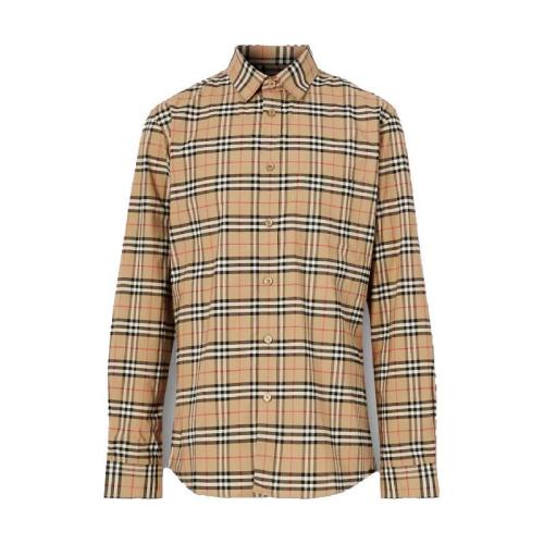  BURBERRY 22年秋冬 男士 小格纹弹力棉衬衫 80209661