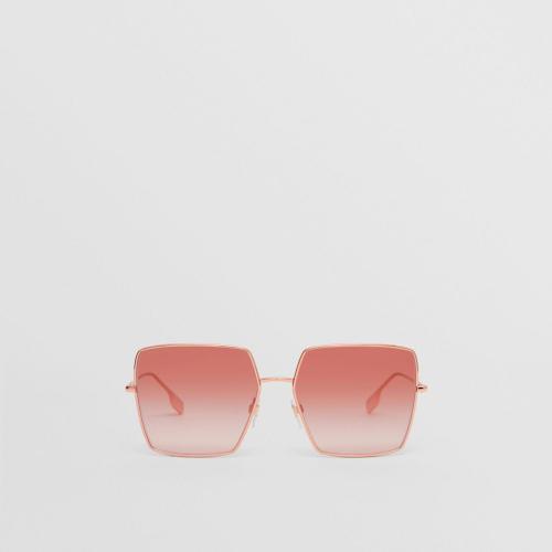  BURBERRY 22年秋冬 女士 标志性条纹装饰方框太阳眼镜 40822821