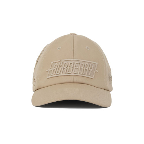 BURBERRY/博柏利 22年秋冬新款 男士柔黄褐色纯棉徽章嵌花嘎巴甸棒球帽鸭舌帽80561241