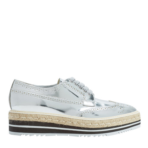 PRADA/普拉达 女士布洛克复古雕花饰草编厚底松糕鞋 1E722E_055_F0118_F_BB30