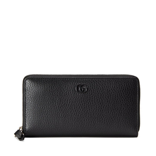 GUCCI/古驰 20  GG Marmont系列 女士黑色皮革双G拉链钱包45611717WEN1000