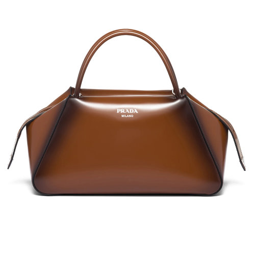 PRADA/普拉达 22新款 中号女士烟草色皮革珐琅金属拉丝渐变效果斜挎手提包1BA365_ZO6_F03AK_V_OSO