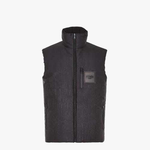  FENDI芬迪 22年秋冬 男士 马甲 黑色布料正反两穿背心 FAA870AM0IF0GME