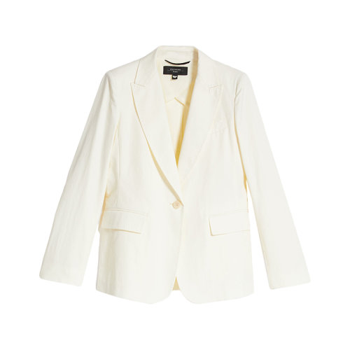 MaxMara/麦丝玛拉 22年早春新款 GELOSIA系列 女士白色棉麻混纺斜纹面料西装外套夹克5041032106001
