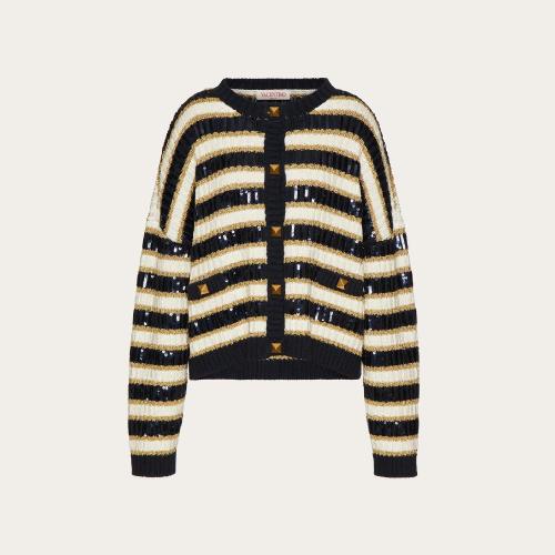  VALENTINO华伦天奴 22年秋冬 女士 长袖衬衫 VESTE EN MAILLE BRODéE 1B3KA04F7A37D1