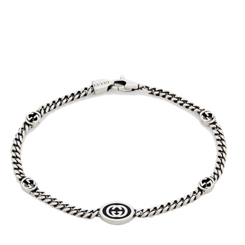 GUCCI/古驰 925纯银珐琅互扣式双G细节窄版手链678657J84108191