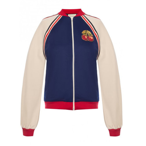 GUCCI/古驰 20春夏 女装 服饰 蓝色樱桃徽标运动休闲外套女士夹克