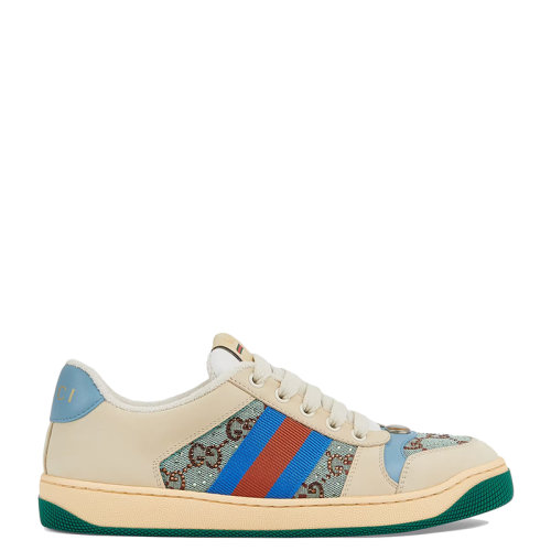 GUCCI/古驰      Screener系列 女士棕色和蓝色饰水晶GG帆布运动鞋6774239SFR04983