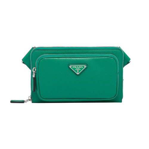 PRADA/普拉达 22新款 男士芒果绿色saffiano皮革调节编织肩带珐琅徽标拉链开合单肩包2VH156_9Z2_F02XV_V_OOO