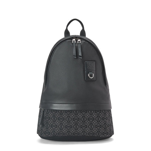 LOEWE/罗意威 22新款 男士无烟煤/黑色老花提花织物牛皮革双肩背包B926R17X02-1268