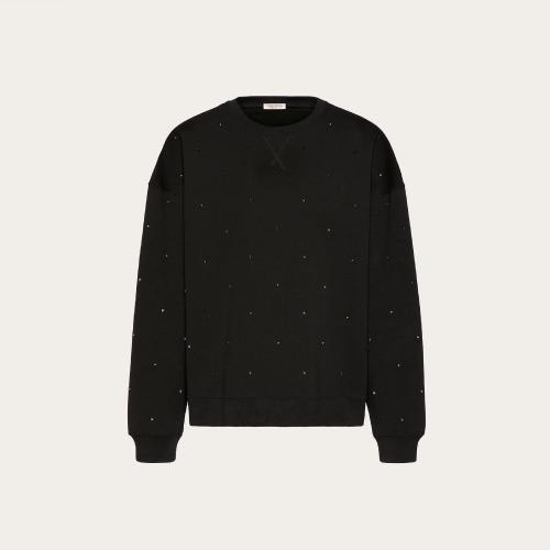  VALENTINO华伦天奴 22年秋冬 男士 卫衣 SWEAT-SHIRT RAS-DU-COU EN COTON ROCKSTUD SPIKE FAC