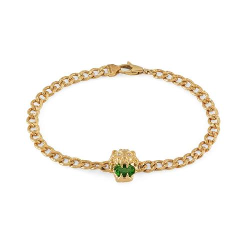 GUCCI古驰 22年秋冬 女士 饰铬透辉石狮头18k金手镯 627696 J4586 8067