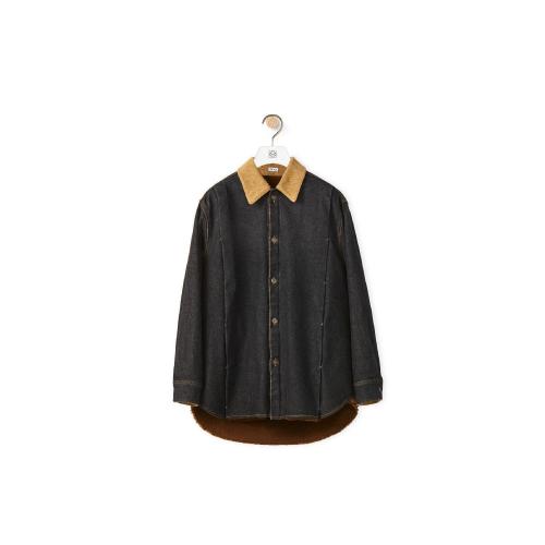 LOEWE罗意威 22年秋冬 男士 长袖衬衫 Shearling lined denim shirt in cotton H526Y05X12-110