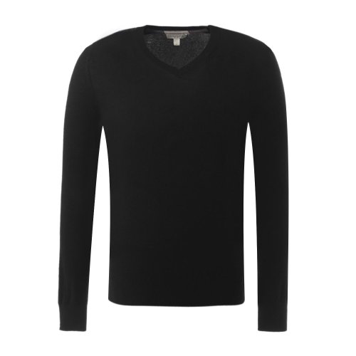 BURBERRY/博柏利  深蓝色羊绒棉混纺V领男士长袖针织衫 男士针织衫/毛衣瑕疵特卖（陈列痕迹，不影响使用）