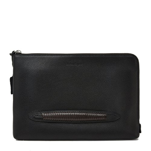 Salvatore Ferragamo/菲拉格慕 黑色/棕色 男士包袋拉链手拿包 704845-24A114-FIRENZE INTR 新款