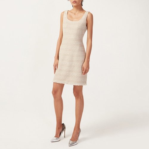 【21春夏新款】St.John/盛蔷女士米白色针织无袖短款女士连衣裙K113020