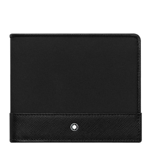 MontBlanc/万宝龙 男士黑色小logo短款对折两折钱包钱夹卡包卡夹 118393