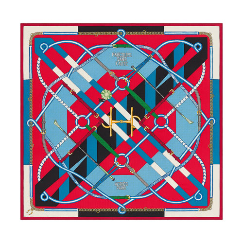 HERMES/爱马仕 140清除路线 女士红色/蓝色/黑色羊绒真丝披肩H242992S09