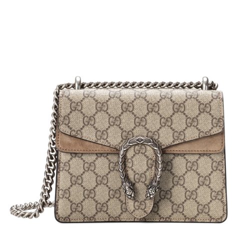 GUCCI/古驰 迷你Dionysus女士棕色帆布驼色麂皮链条单肩包棕色421970 KHNRN 8642