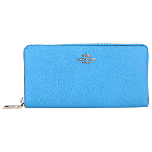 COACH/蔻驰  女包 女士蓝色皮质时尚长款拉链钱包 52372_SVAZ