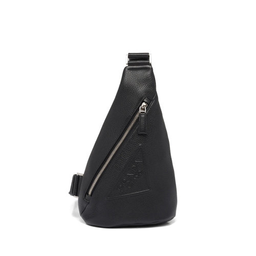 PRADA/普拉达 22年新款 男士黑色皮革徽标拉链设计混搭梨形胸包斜挎包2VZ098_2BBE_F0002_V_OLO