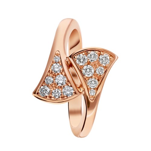 BVLGARI/宝格丽 DIVAS'DREAM系列18K金玫瑰金镶钻石 小扇子戒指/指环  356495