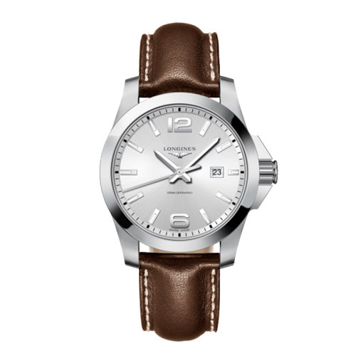 LONGINES/浪琴 康卡斯系列 石英表银盘皮表带男表43毫米L3.760.4.76.5