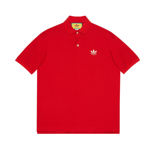 GUCCI/古驰 22年秋冬新款 adidas联名系列 男士红色纯棉短袖Polo衫700497XJEL06290