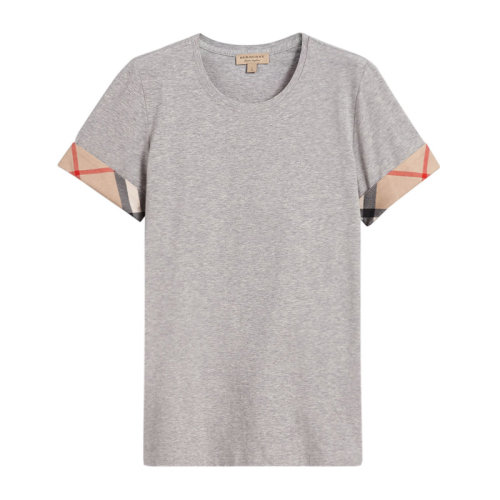 BURBERRY/博柏利 女装 服饰 弹力棉格纹袖口半袖 女士短袖T恤 3877317