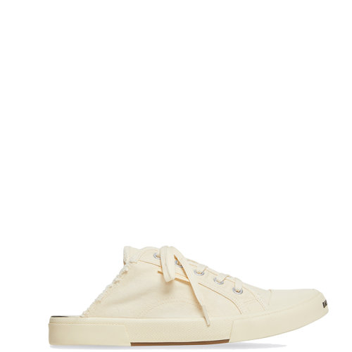 Balenciaga/巴黎世家 22年春夏新款 男士白色磨损棉质材料露跟穆勒鞋帆布鞋693953W3RC69090