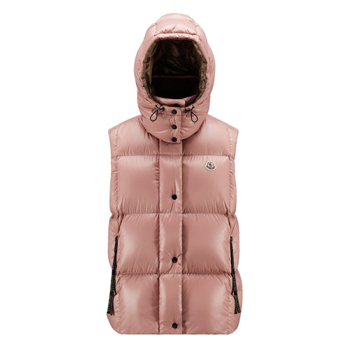 Moncler/蒙克莱 22年秋冬新款 Luzule系列 女士浅粉色漆面尼龙羽绒服马甲H20931A000646895053A