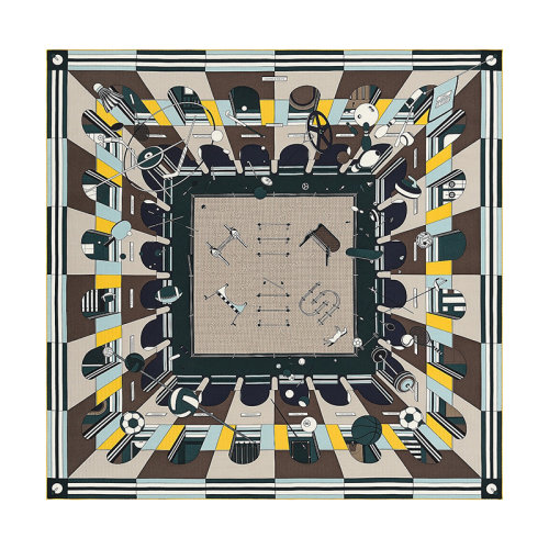 HERMES/爱马仕 22年早春新款 Carré H 140 Chic系列 男士拼色羊绒真丝混纺围巾H553774T20