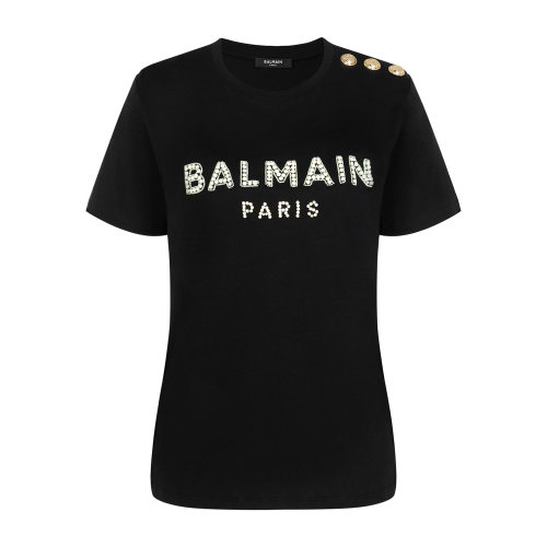 Balmain/巴尔曼 女士徽标装饰T恤 TF11553P036 春夏